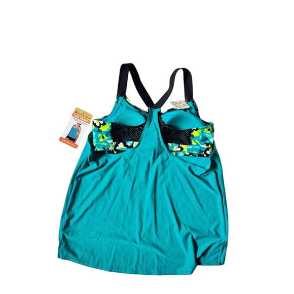 Zeroxposure Swim Tankini Top Teal Floral UPF 30+ Quick Dry NWT Sz S - Picture 3 of 7